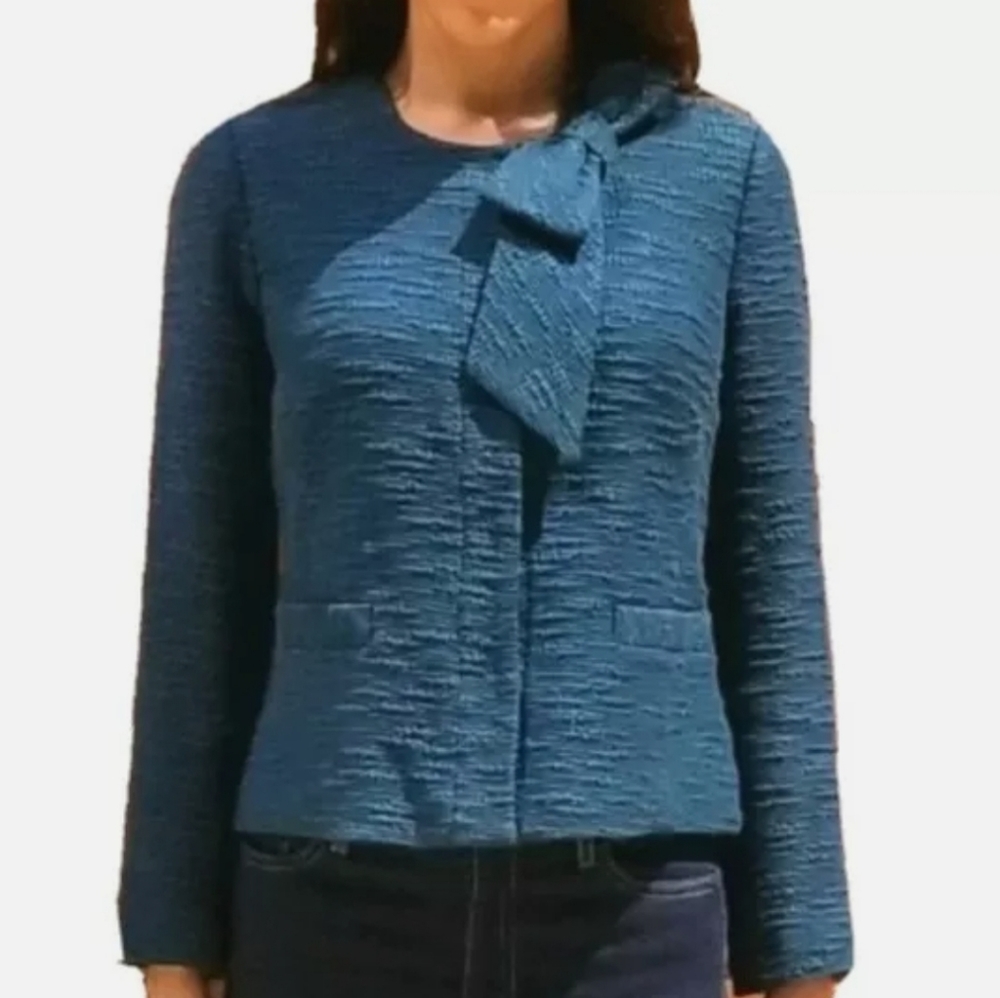 Millie of New York Tweed Boucle Teal Jacket sz 6 - Picture 8 of 11